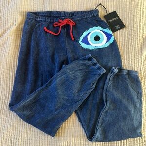 Lauren Moshi Rita Painted Evil Eye Crop Terry Sweatpants